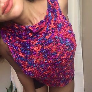 🖤 Funky Handmade Knit Jewel Tone High Neck Tank